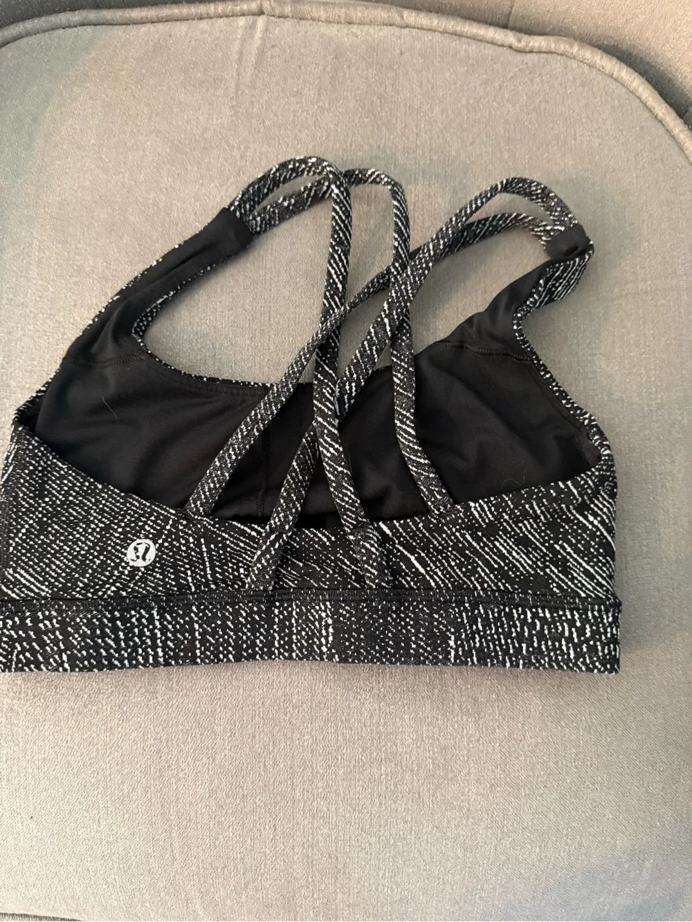 lululemon athletica Black & White Speckle Strappy Sports Bra